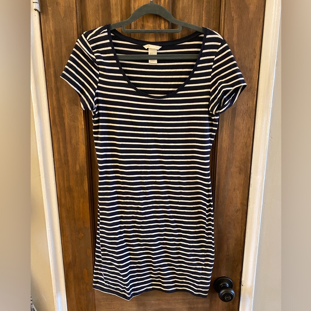 H&M Striped Cotton Mini Dress - Size Small